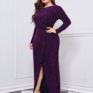Plus Wrap Hem Glitter Dress